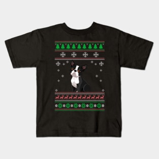 Cute Boston Terrier Dog Lover Ugly Christmas Sweater For Women And Men Funny Gifts Kids T-Shirt